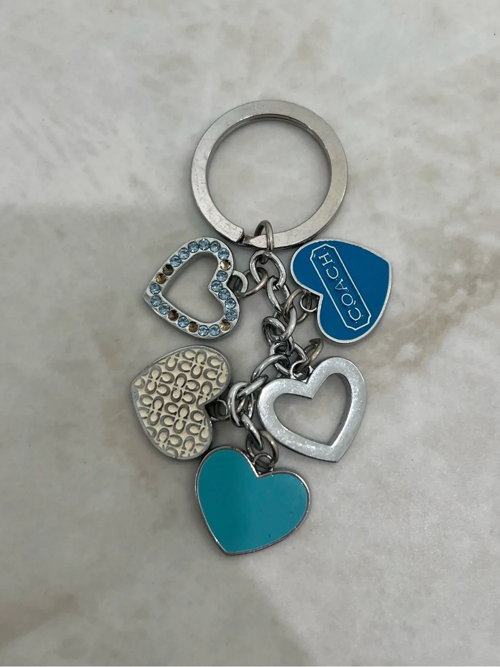Coach Vintage Y2K Heart Charms Keychain